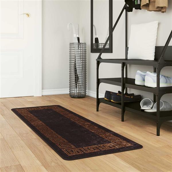 Grote foto vidaxl vloerkleedloper marsa zwart 50 x 200 cm polyester en pvc huis en inrichting vloerbedekking en kleden