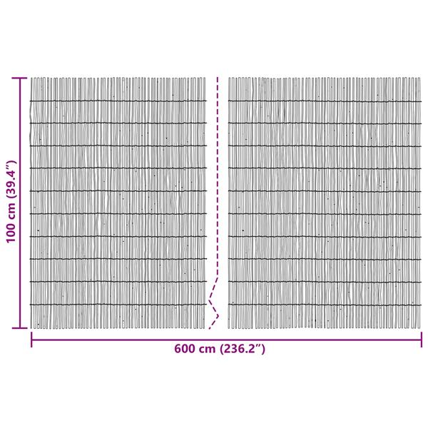 Grote foto vidaxl tuinhek ge carboniseerd 600 x 100 cm riet tuin en terras hekken en schuttingen