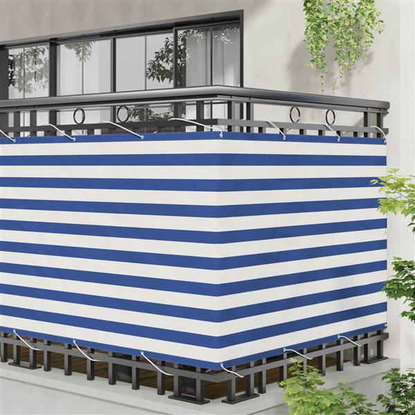 Grote foto vidaxl balkon scherm blauw en wit 110 x 600 cm oxford stof tuin en terras overige tuin en terras