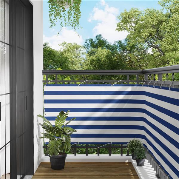 Grote foto vidaxl balkon scherm blauw en wit 100 x 300 cm oxford stof tuin en terras overige tuin en terras