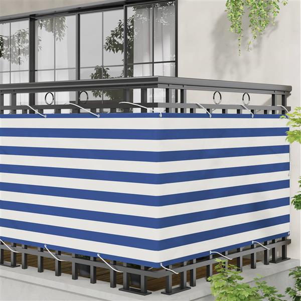 Grote foto vidaxl balkon scherm blauw en wit 100 x 300 cm oxford stof tuin en terras overige tuin en terras