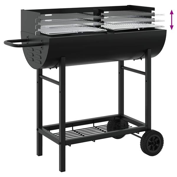 Grote foto vidaxl houtskoolbarbecue verstelbaar zwart 96 5 x 42 5 x 88 5 cm tuin en terras buitenkeukens