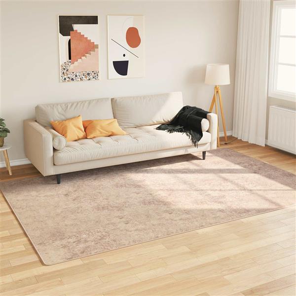 Grote foto vidaxl vloerkleedloper marsa beige 190 x 300 cm polyester en pvc huis en inrichting vloerbedekking en kleden