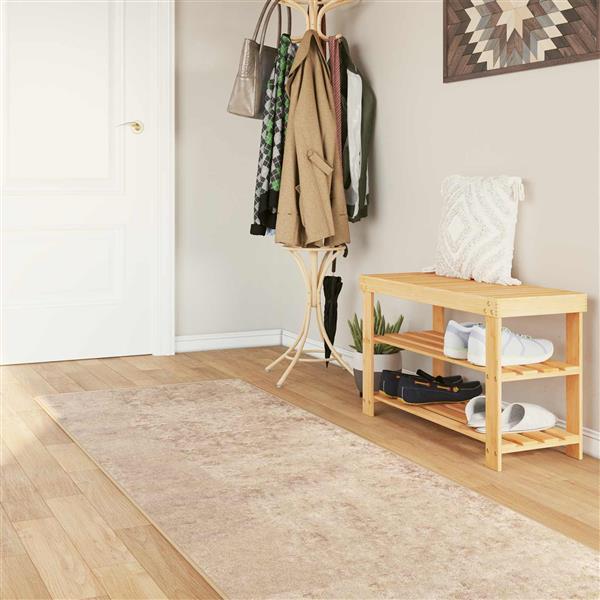 Grote foto vidaxl vloerkleedloper marsa beige 100 x 400 cm polyester en pvc huis en inrichting vloerbedekking en kleden