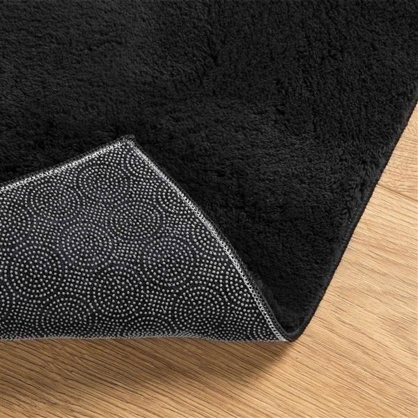 Grote foto vidaxl medium pile zachte en wasbare tapijt huarte zwart 400 x 80 cm huis en inrichting vloerbedekking en kleden