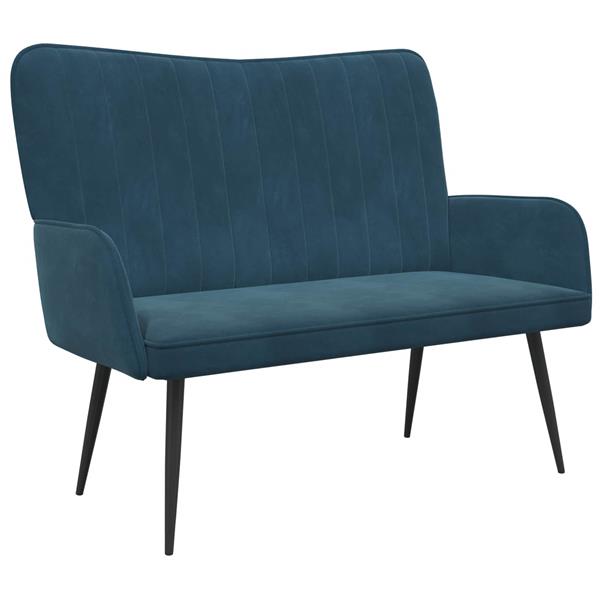 Grote foto vidaxl twee persoons sofa blauw 115 x 61 x 87 cm fluweel huis en inrichting bankstellen