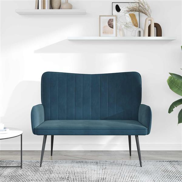 Grote foto vidaxl twee persoons sofa blauw 115 x 61 x 87 cm fluweel huis en inrichting bankstellen