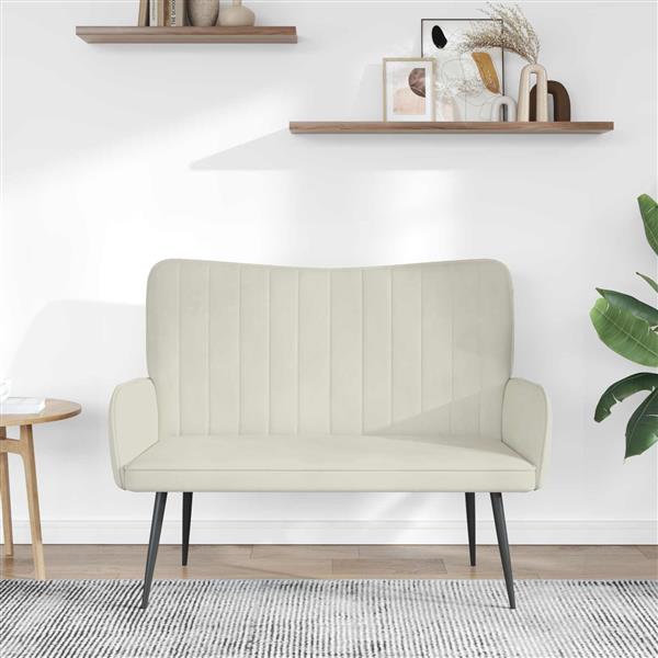 Grote foto vidaxl twee persoons sofa cr me 115 x 61 x 87 cm fluweel huis en inrichting bankstellen