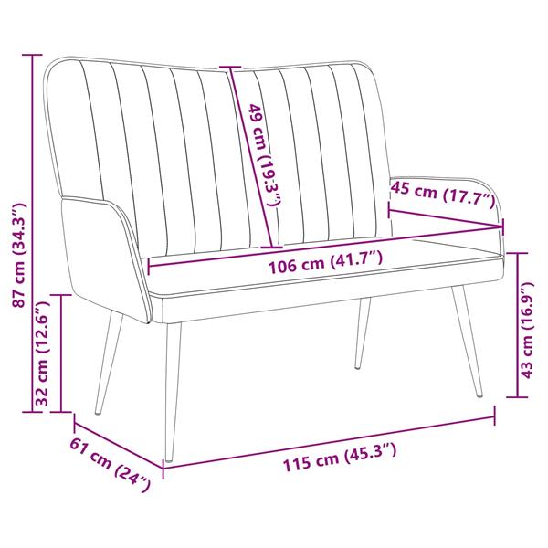 Grote foto vidaxl twee persoons sofa cr me 115 x 61 x 87 cm fluweel huis en inrichting bankstellen