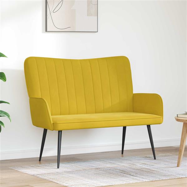 Grote foto vidaxl twee persoons sofa geel 115 x 61 x 87 cm fluweel huis en inrichting bankstellen