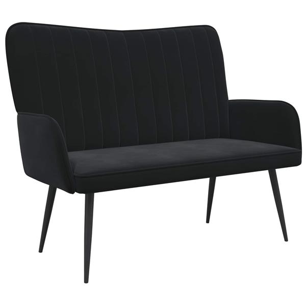 Grote foto vidaxl twee persoons sofa zwart 115 x 61 x 87 cm fluweel huis en inrichting bankstellen