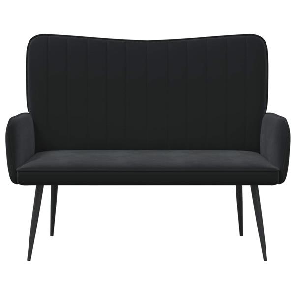 Grote foto vidaxl twee persoons sofa zwart 115 x 61 x 87 cm fluweel huis en inrichting bankstellen