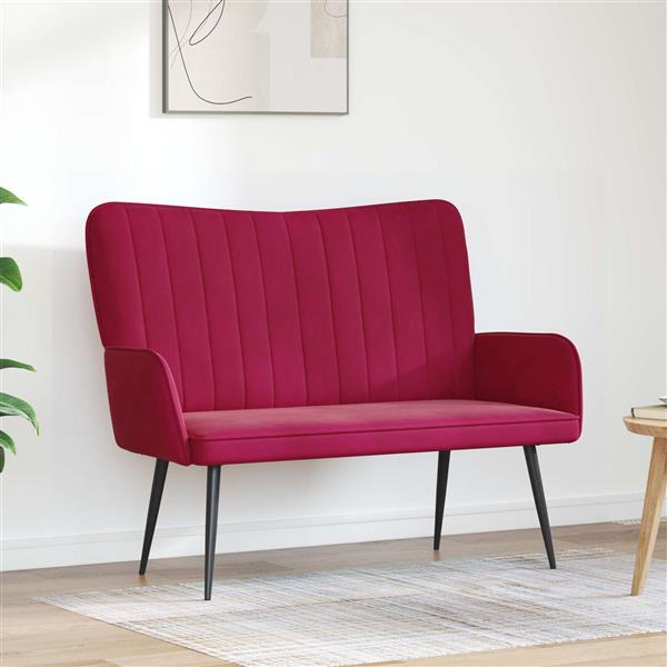 Grote foto vidaxl twee persoons sofa wijnrood 115 x 61 x 87 cm fluweel huis en inrichting bankstellen