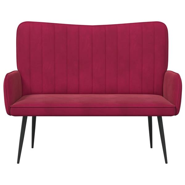 Grote foto vidaxl twee persoons sofa wijnrood 115 x 61 x 87 cm fluweel huis en inrichting bankstellen
