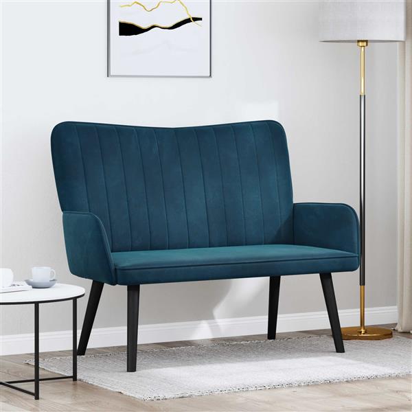 Grote foto vidaxl 2 zits sofa blauw 115 x 61 x 87 cm fluweel v huis en inrichting bankstellen