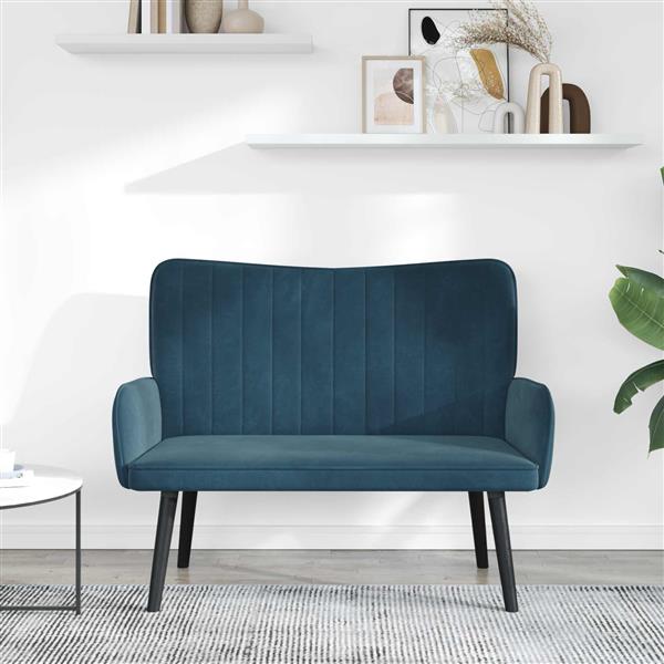 Grote foto vidaxl 2 zits sofa blauw 115 x 61 x 87 cm fluweel v huis en inrichting bankstellen