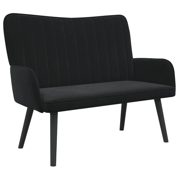 Grote foto vidaxl twee persoons sofa zwart 115 x 61 x 87 cm fluweel huis en inrichting bankstellen