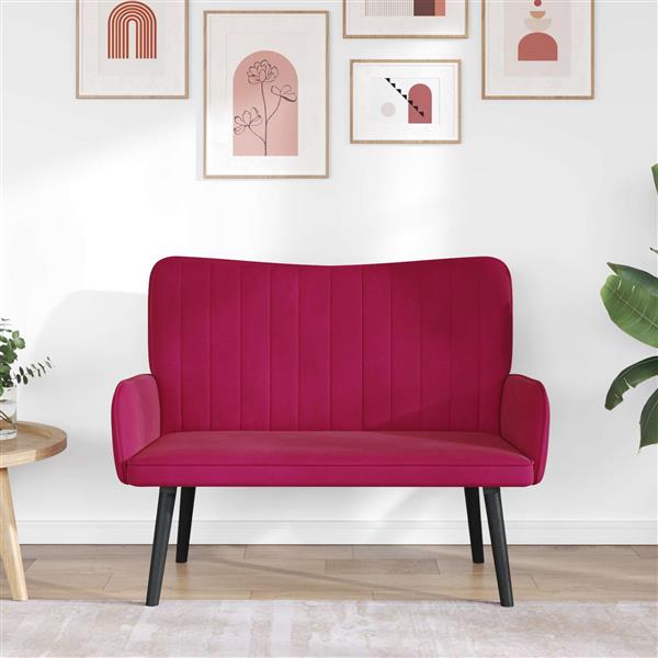 Grote foto vidaxl twee persoons sofa wijnrood 115 x 61 x 87 cm fluweel huis en inrichting bankstellen