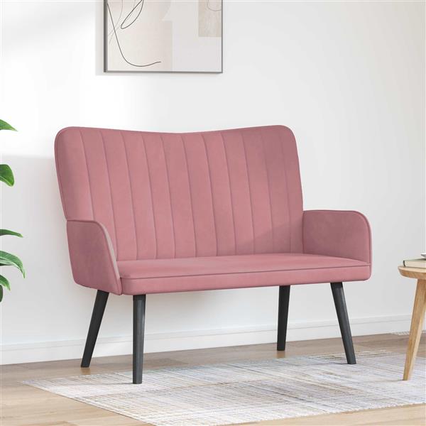 Grote foto vidaxl twee persoons sofa roze 115 x 61 x 87 cm fluweel huis en inrichting bankstellen
