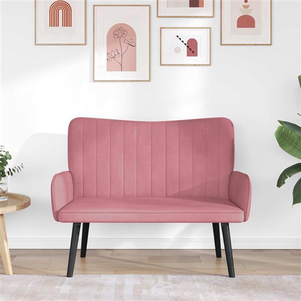 Grote foto vidaxl twee persoons sofa roze 115 x 61 x 87 cm fluweel huis en inrichting bankstellen