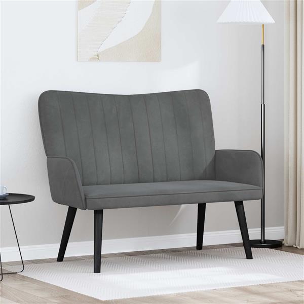 Grote foto vidaxl twee persoons sofa donkergrijs 115 x 61 x 87 cm fluweel huis en inrichting bankstellen