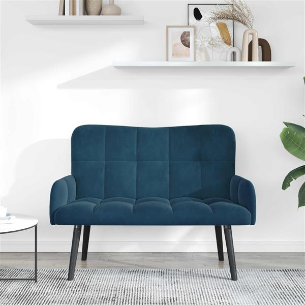 Grote foto vidaxl twee persoons sofa blauw 115 x 61 x 87 cm fluweel huis en inrichting bankstellen