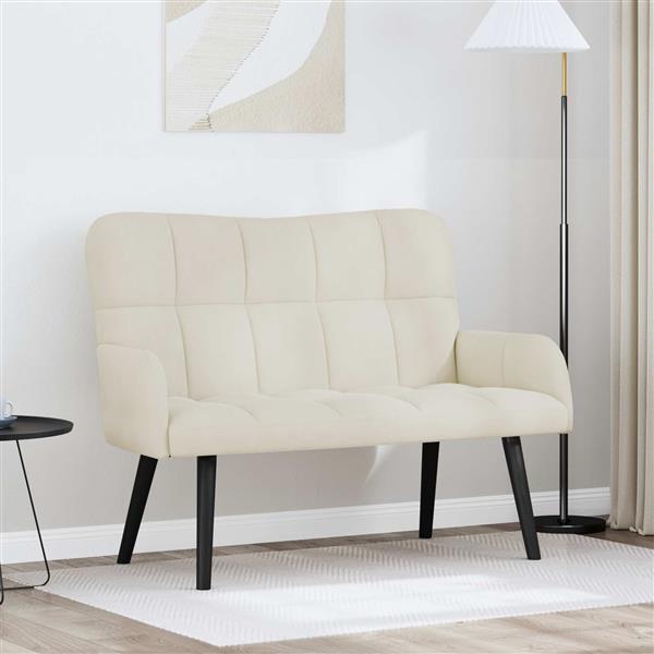 Grote foto vidaxl twee persoons sofa cr me 115 x 61 x 87 cm fluweel huis en inrichting bankstellen