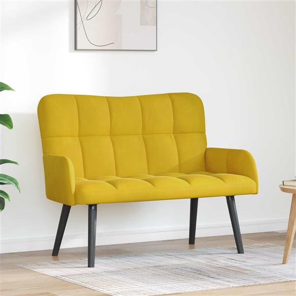 Grote foto vidaxl twee persoons sofa geel 115 x 61 x 87 cm fluweel huis en inrichting bankstellen