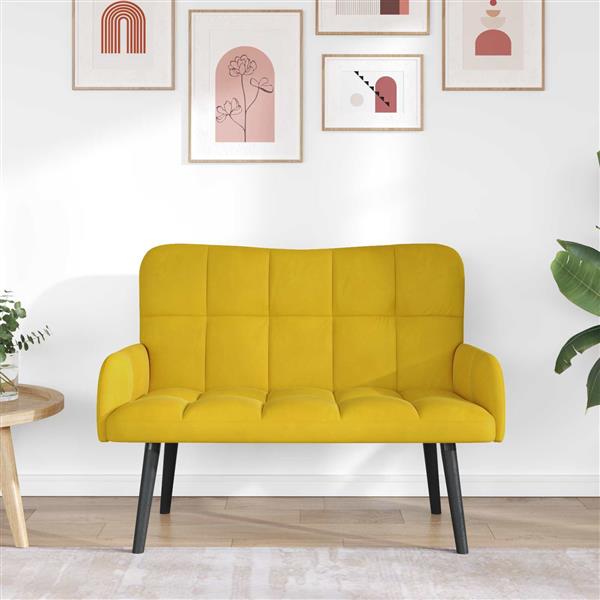 Grote foto vidaxl twee persoons sofa geel 115 x 61 x 87 cm fluweel huis en inrichting bankstellen