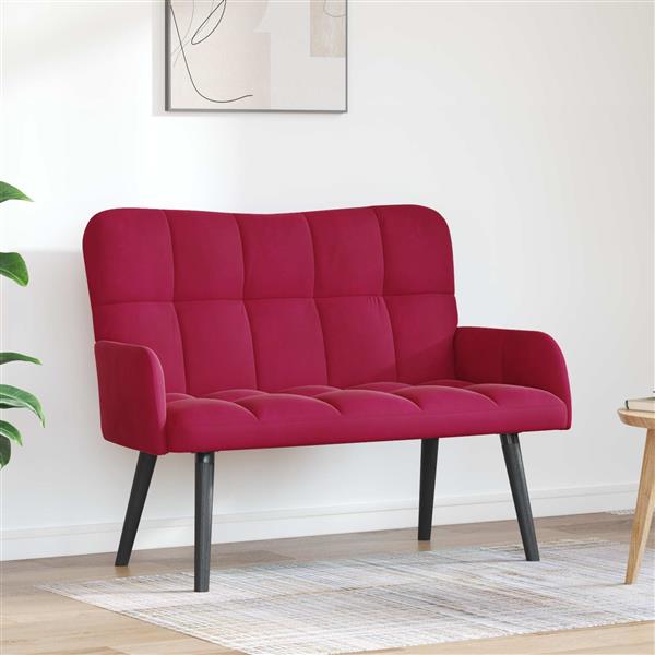 Grote foto vidaxl twee persoons sofa wijnrood 115 x 61 x 87 cm fluweel huis en inrichting bankstellen