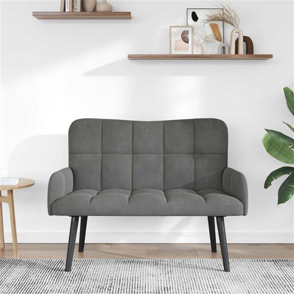 Grote foto vidaxl twee persoons sofa donkergrijs 115 x 61 x 87 cm fluweel huis en inrichting bankstellen