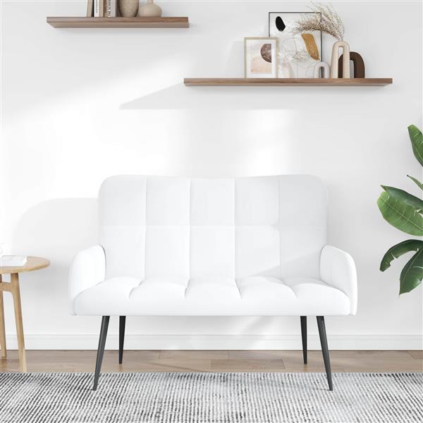 Grote foto vidaxl twee persoons sofa wit 115 x 61 x 87 cm stof huis en inrichting bankstellen