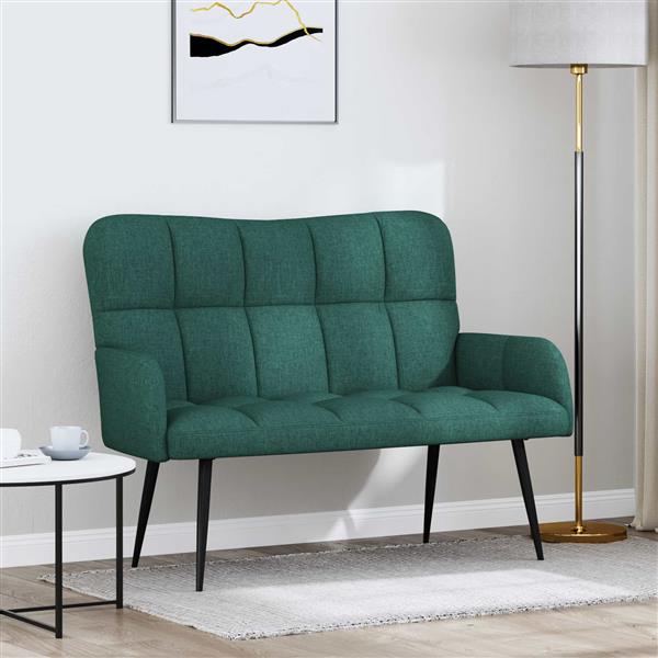 Grote foto vidaxl twee persoons sofa donkergroen 115 x 61 x 87 cm stof huis en inrichting bankstellen