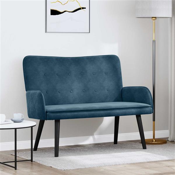Grote foto vidaxl twee persoons sofa blauw 115 x 61 x 87 cm fluweel huis en inrichting bankstellen