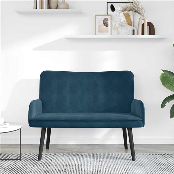Grote foto vidaxl twee persoons sofa blauw 115 x 61 x 87 cm fluweel huis en inrichting bankstellen