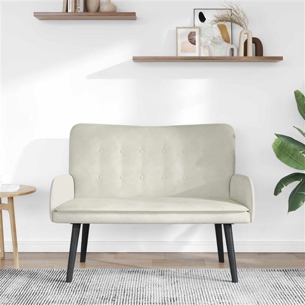 Grote foto vidaxl twee persoons sofa cr me 115 x 61 x 87 cm fluweel huis en inrichting bankstellen