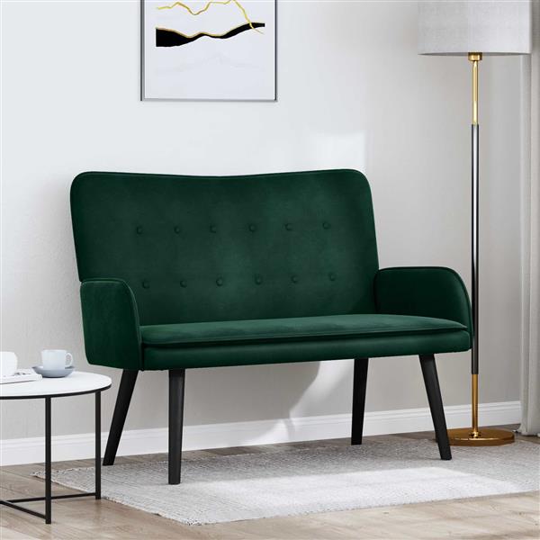 Grote foto vidaxl twee persoons sofa donkergroen 115 x 61 x 87 cm fluweel huis en inrichting bankstellen