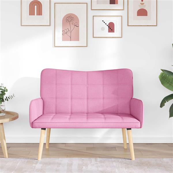 Grote foto vidaxl twee persoons sofa roze 115 x 61 x 87 cm stof huis en inrichting bankstellen