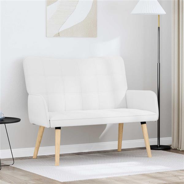 Grote foto vidaxl twee persoons sofa wit 115 x 61 x 87 cm stof huis en inrichting bankstellen