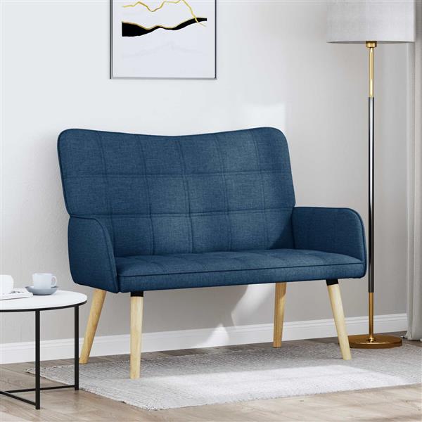 Grote foto vidaxl twee persoons sofa blauw 115 x 61 x 87 cm stof huis en inrichting bankstellen