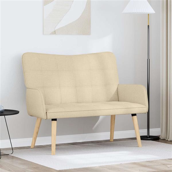 Grote foto vidaxl twee persoons sofa cr me 115 x 61 x 87 cm stof huis en inrichting bankstellen