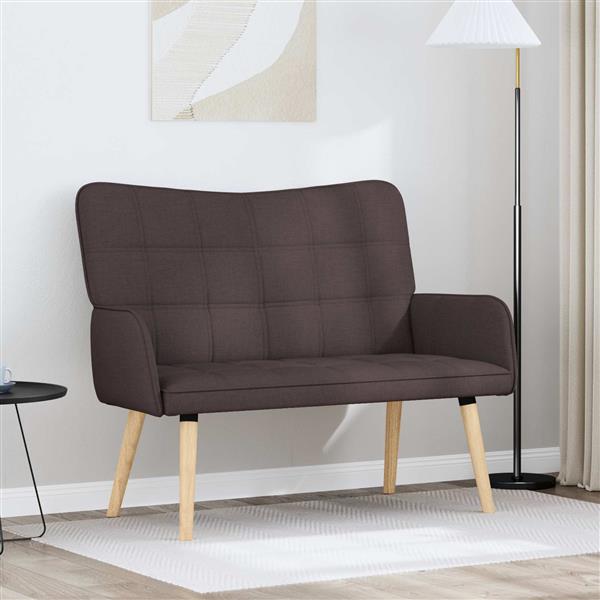 Grote foto vidaxl twee persoons sofa donkerbruin 115 x 61 x 87 cm stof huis en inrichting bankstellen