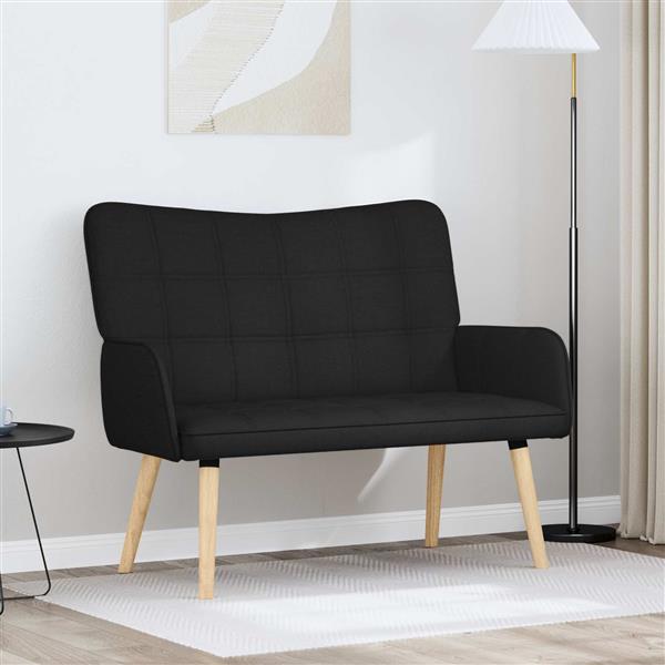 Grote foto vidaxl twee persoons sofa zwart 115 x 61 x 87 cm stof huis en inrichting bankstellen