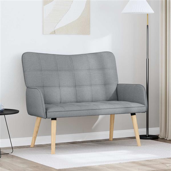 Grote foto vidaxl twee persoons sofa lichtgrijs 115 x 61 x 87 cm stof huis en inrichting bankstellen