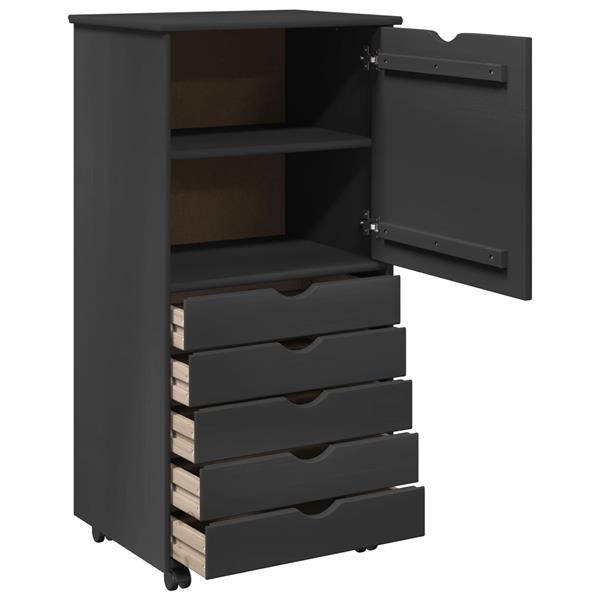 Grote foto vidaxl rolling kast met wiel grijs 53 x 39 x 103 cm massief vurenhout huis en inrichting overige