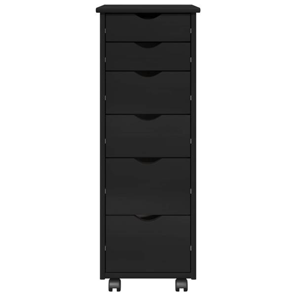 Grote foto vidaxl rolling kast met wiel zwart 34 x 39 x 93 5 cm massief vurenhout huis en inrichting overige