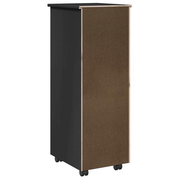 Grote foto vidaxl rolling kast met wiel zwart 34 x 39 x 93 5 cm massief vurenhout huis en inrichting overige