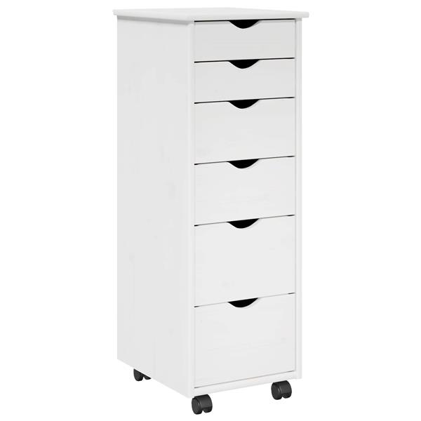 Grote foto vidaxl rolling kast met wiel wit 34 x 39 x 93 5 cm massief vurenhout huis en inrichting overige