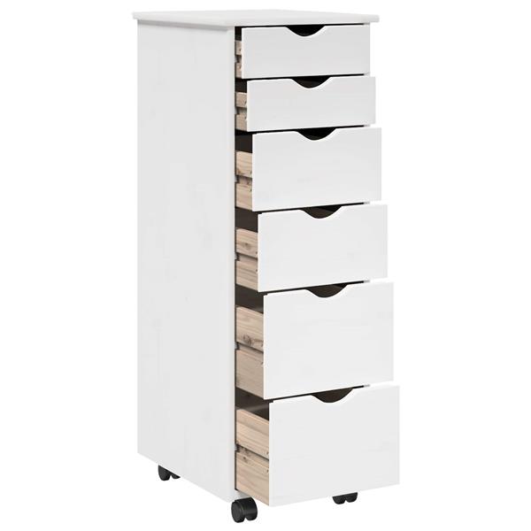 Grote foto vidaxl rolling kast met wiel wit 34 x 39 x 93 5 cm massief vurenhout huis en inrichting overige