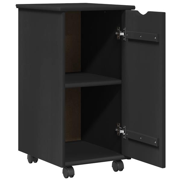 Grote foto vidaxl rolling kast met wiel zwart 34 x 39 x 65 5 cm massief vurenhout huis en inrichting overige